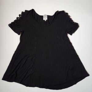 Nail black short sleeve cut out womens small